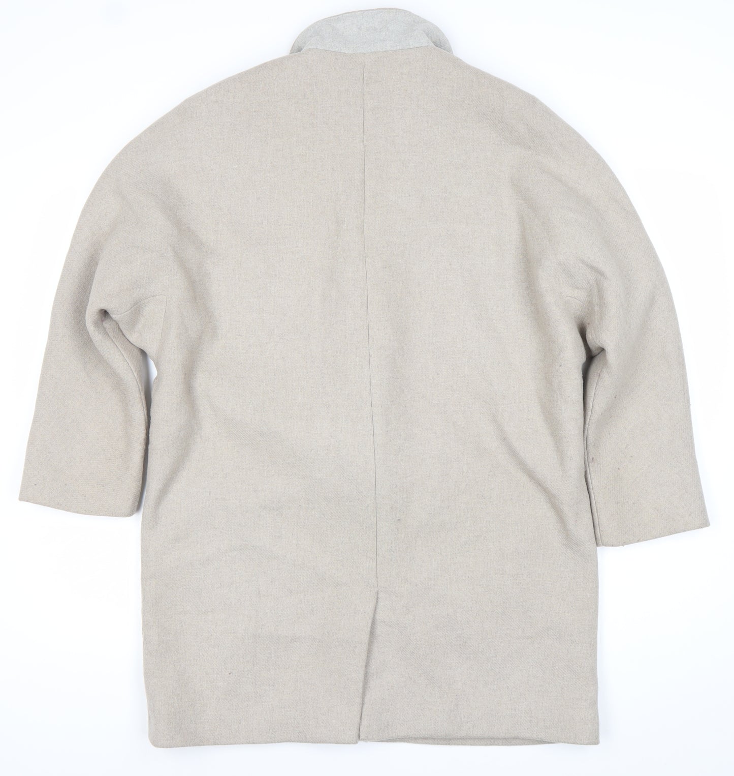 Topshop Women’s Beige Wool Blend Mid-Length Overcoat Size 14