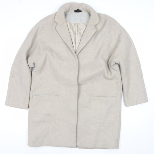 Topshop Women’s Beige Wool Blend Mid-Length Overcoat Size 14