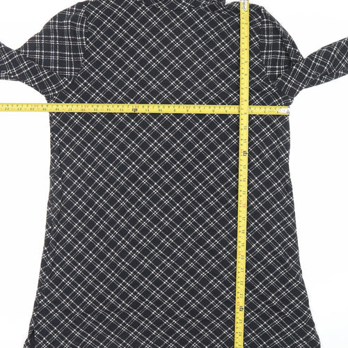 Lands' End Women Black Check Roll Neck Tunic Top Size M