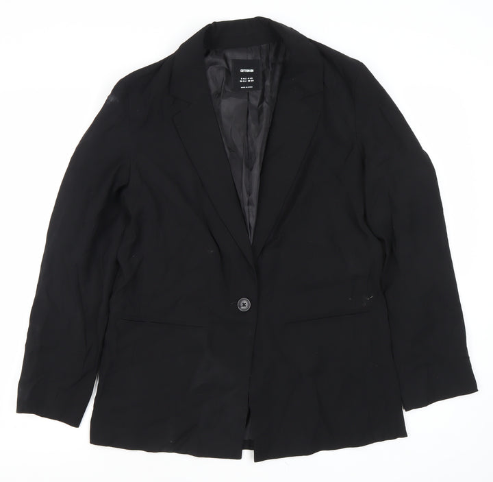 Cotton On Womens Black Blazer Jacket Size 8 Single Breasted Workwear