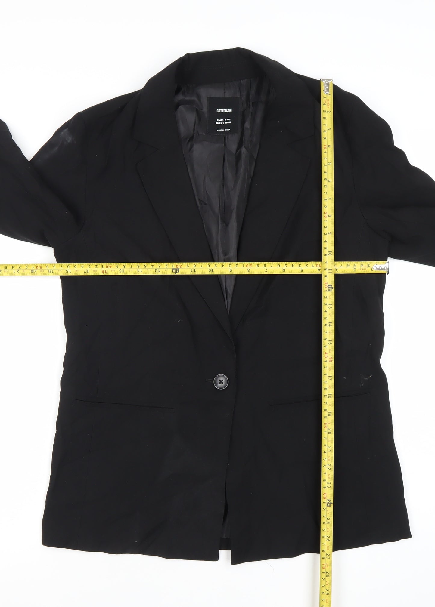 Cotton On Womens Black Blazer Jacket Size 8 Single Breasted Workwear