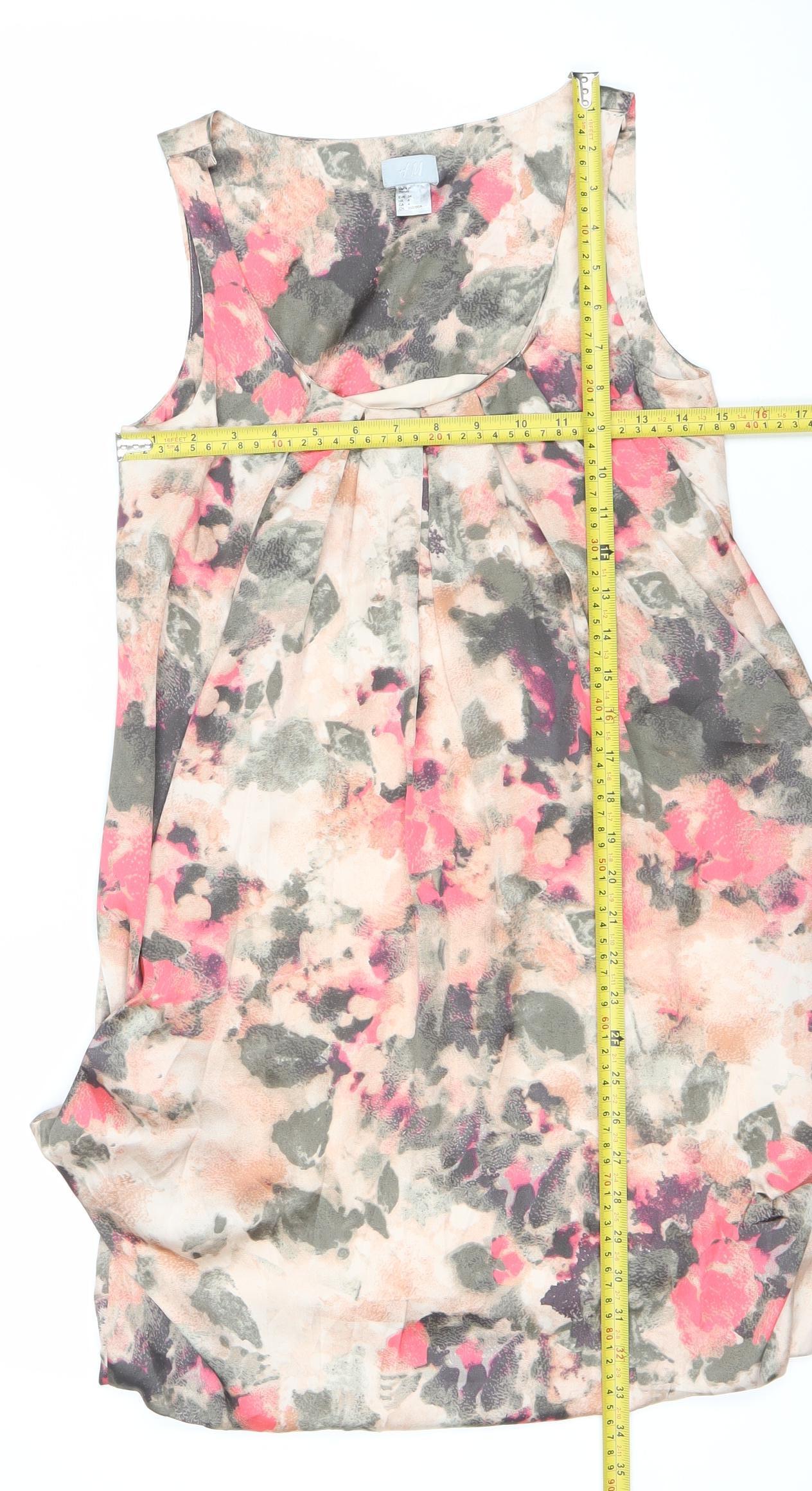 H&M Women’s Multicoloured Floral Sheath Dress Size 8 Sleeveless