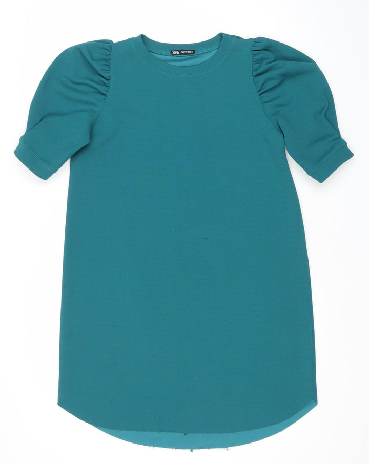 Zara Women’s Green Puff Sleeve T-Shirt Dress Size 8