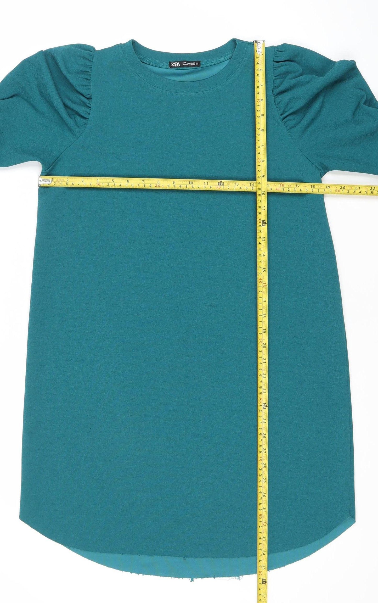 Zara Women’s Green Puff Sleeve T-Shirt Dress Size 8
