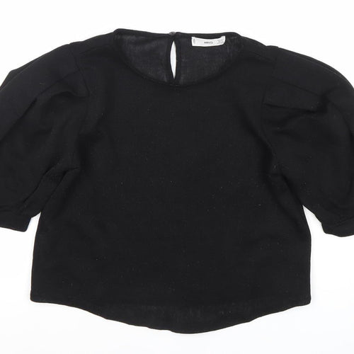 MNG Women’s Black Puff Sleeve Blouse Size S Polyester