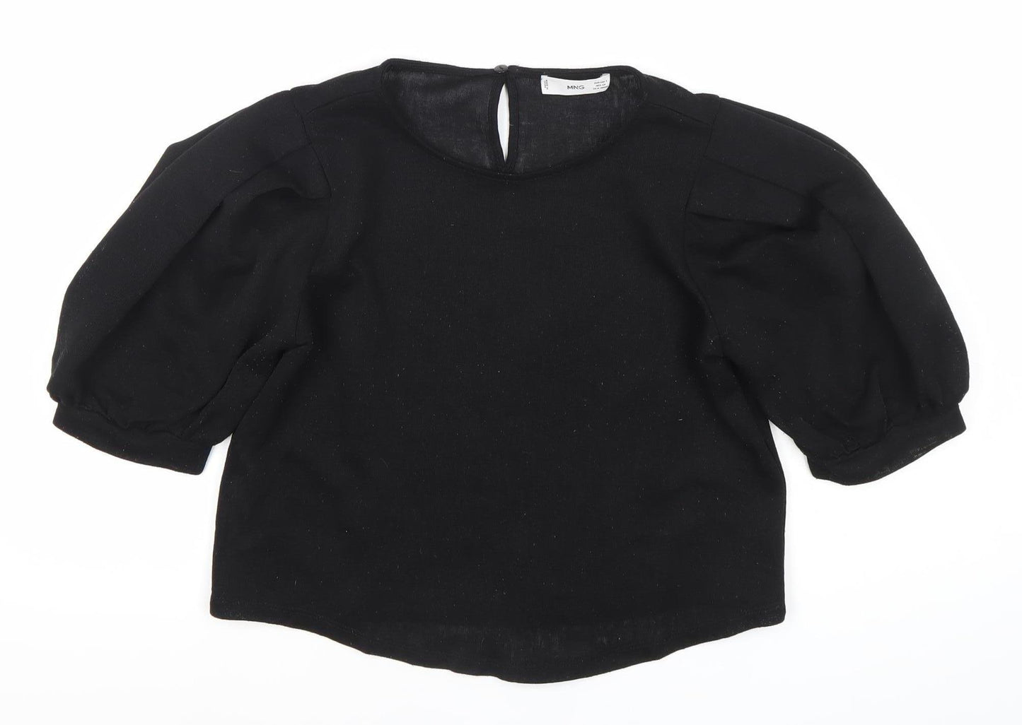 MNG Women’s Black Puff Sleeve Blouse Size S Polyester