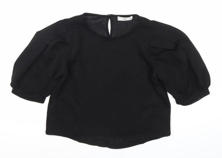 MNG Women’s Black Puff Sleeve Blouse Size S Polyester