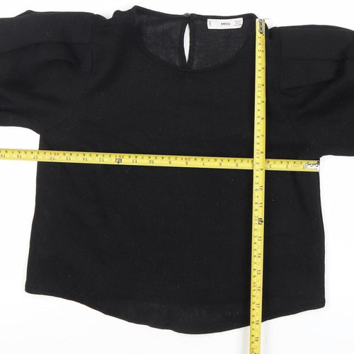 MNG Women’s Black Puff Sleeve Blouse Size S Polyester
