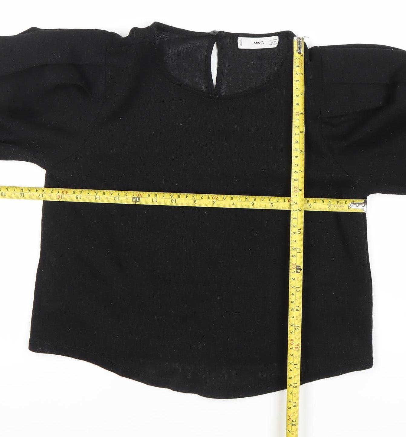 MNG Women’s Black Puff Sleeve Blouse Size S Polyester