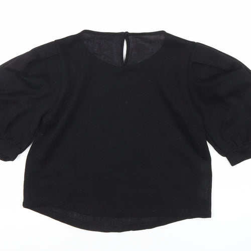 MNG Women’s Black Puff Sleeve Blouse Size S Polyester
