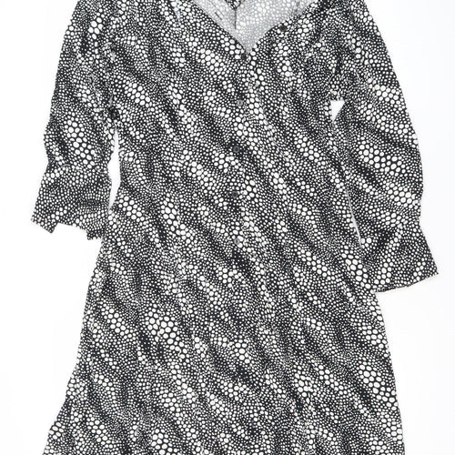 Marks and Spencer Women’s Black Polka Dot Midi Wrap Dress Size 14