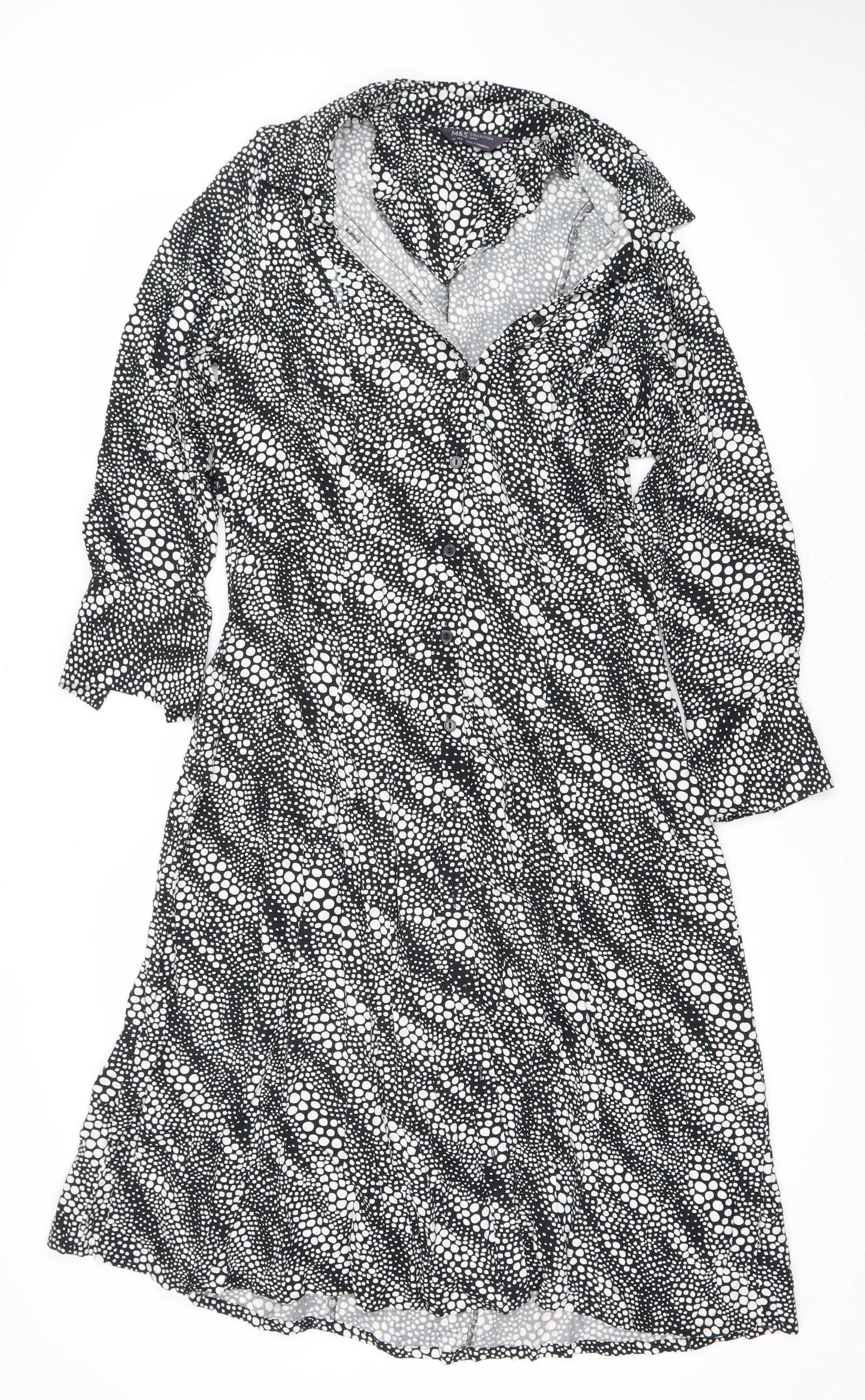 Marks and Spencer Women’s Black Polka Dot Midi Wrap Dress Size 14