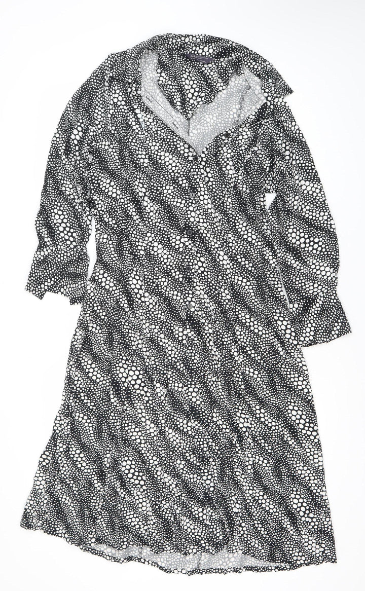 Marks and Spencer Women’s Black Polka Dot Midi Wrap Dress Size 14