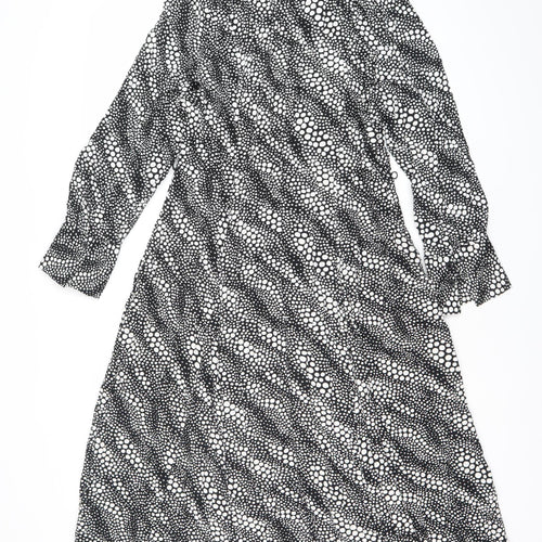 Marks and Spencer Women’s Black Polka Dot Midi Wrap Dress Size 14