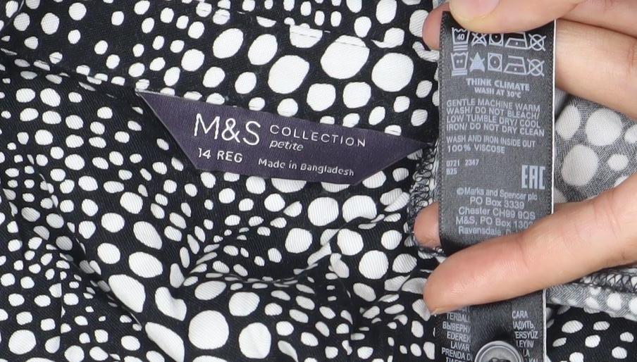 Marks and Spencer Women’s Black Polka Dot Midi Wrap Dress Size 14