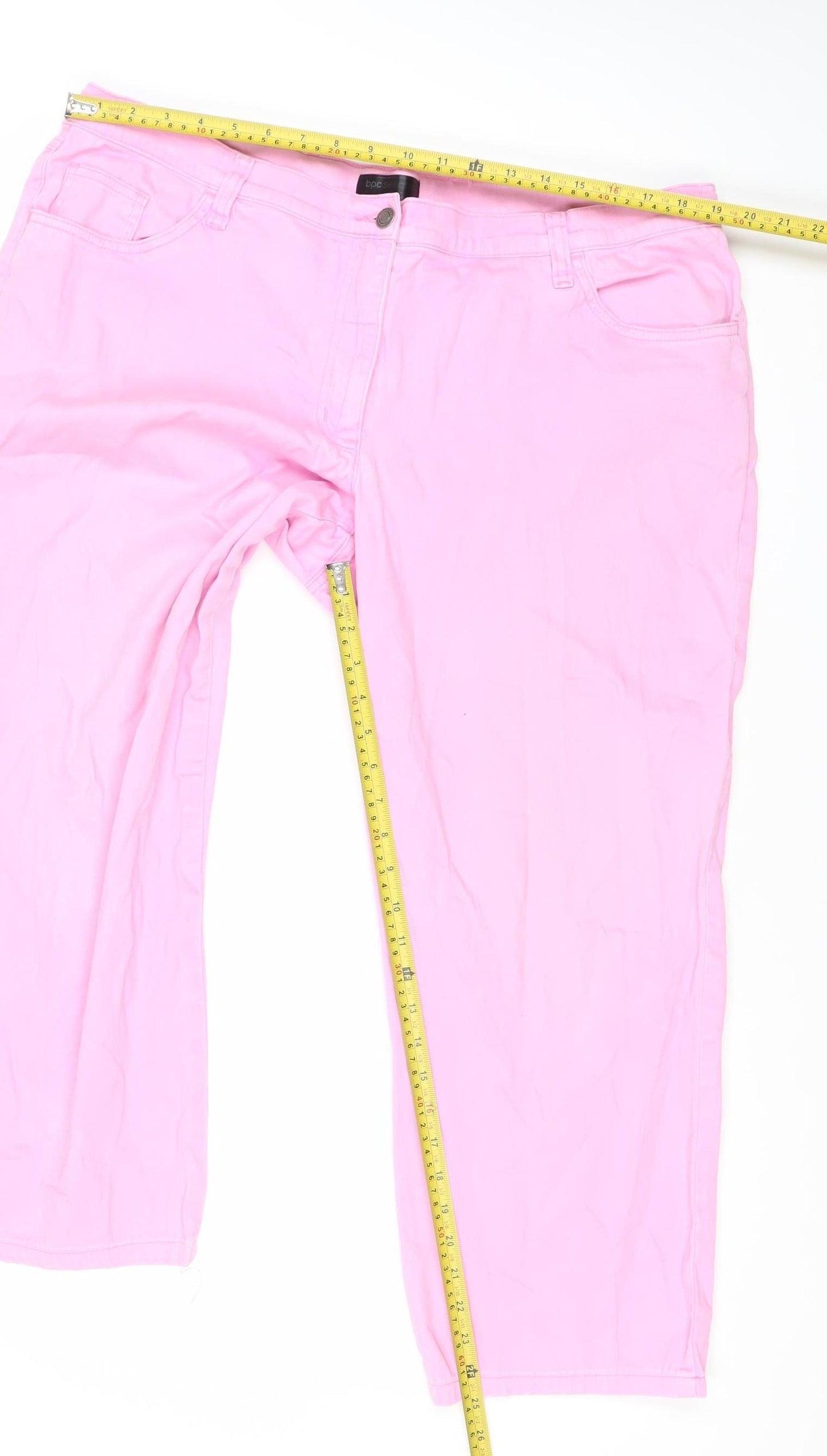 bpc Women’s Pink Capri Jeans UK 24 Cotton Blend Regular Fit