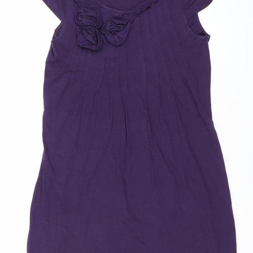 Next Women’s Purple Cotton Shift Dress Size 10 Scoop Neck Workwear