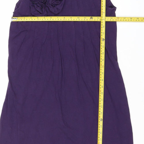 Next Women’s Purple Cotton Shift Dress Size 10 Scoop Neck Workwear