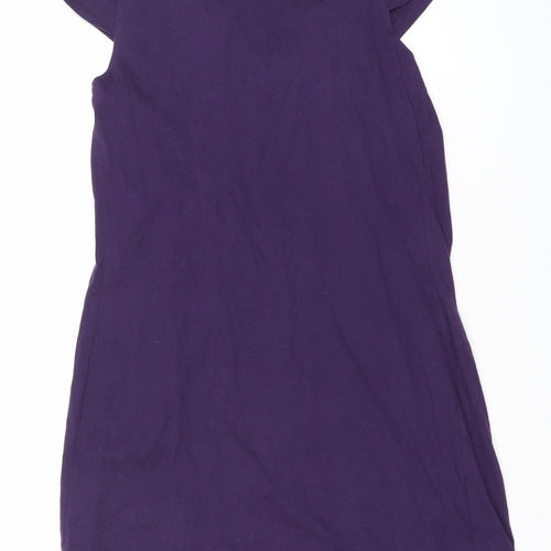 Next Women’s Purple Cotton Shift Dress Size 10 Scoop Neck Workwear