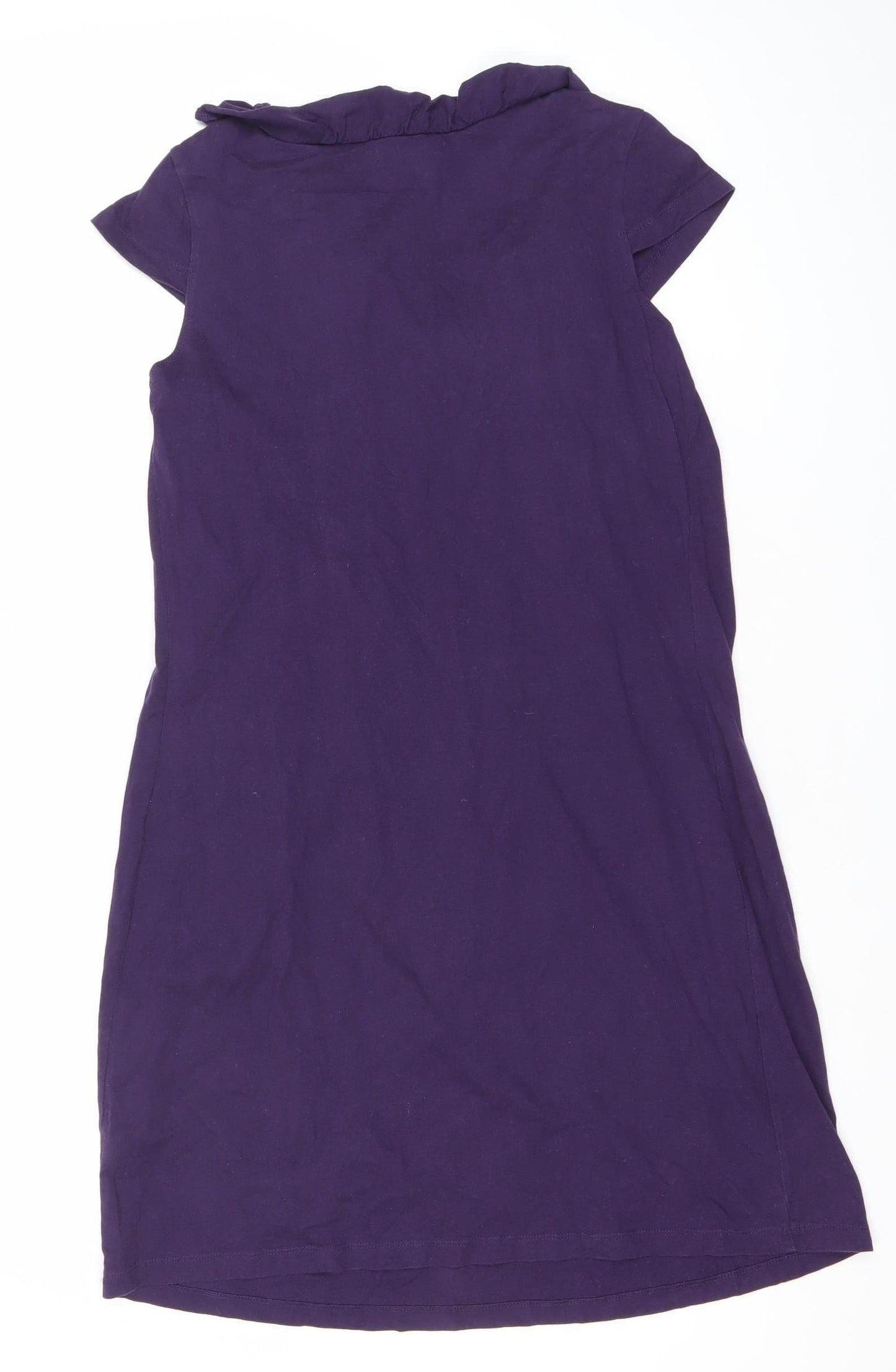 Next Women’s Purple Cotton Shift Dress Size 10 Scoop Neck Workwear