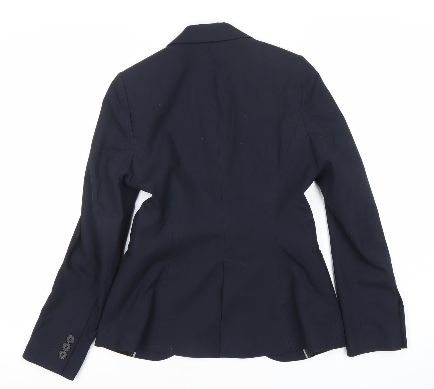 Clubclass Womens Navy Blue Size 6 Classic Notch Lapel Single-Breasted Suit Jacket