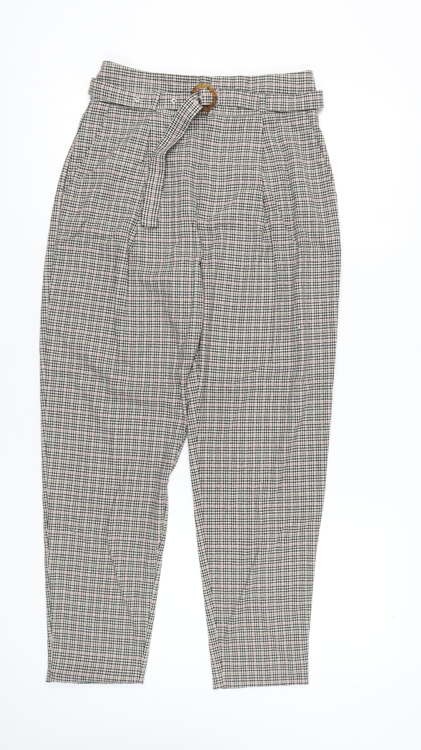 MNG Basics Women’s Multicoloured Check Paperbag Trousers Size 8