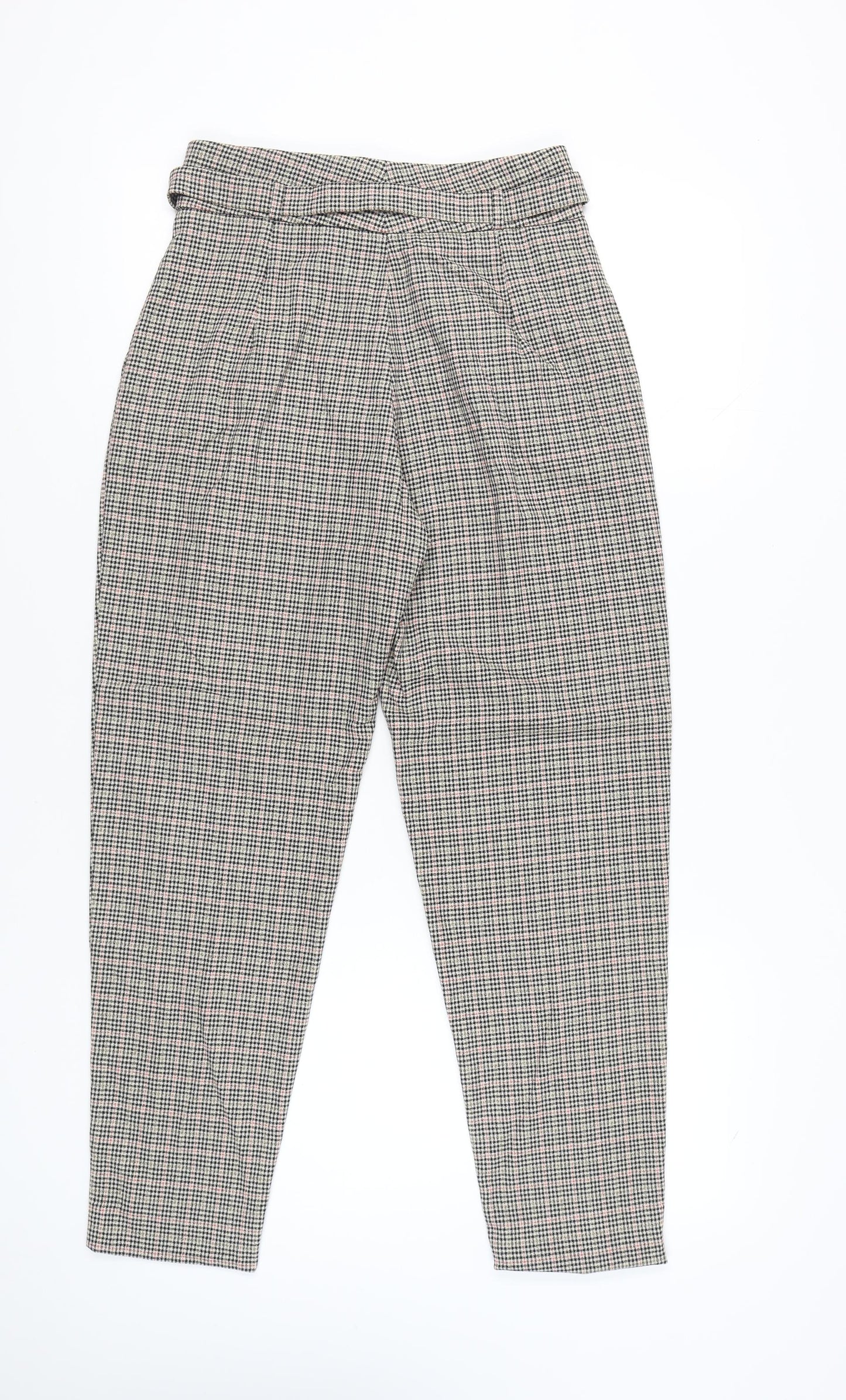 MNG Basics Women’s Multicoloured Check Paperbag Trousers Size 8