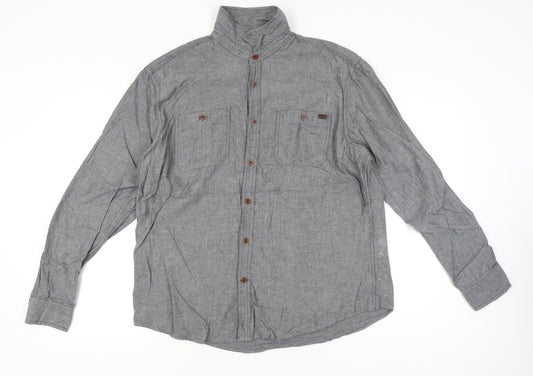 Front view of Marks & Spencer Men’s Grey Cotton XL 44-46" Casual Button-Up Shirt