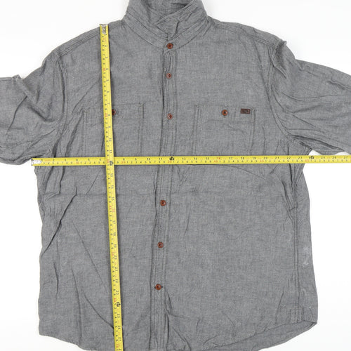 Marks and Spencer Men’s Grey Cotton XL 44-46" Casual Button-Up Shirt