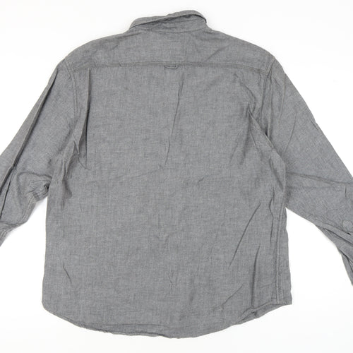 Marks and Spencer Men’s Grey Cotton XL 44-46" Casual Button-Up Shirt