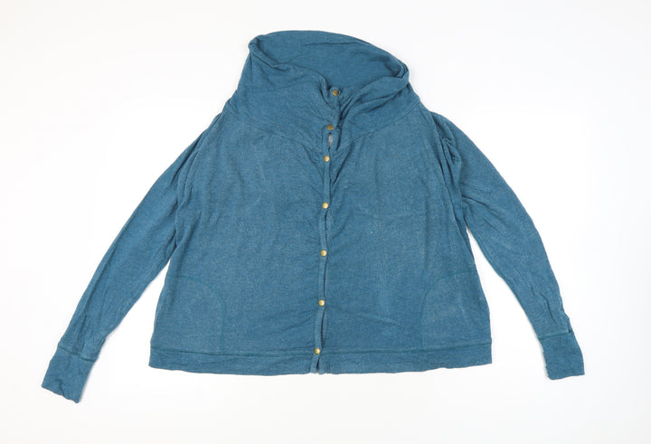 Lucky Lotus Women’s Blue XL Jersey Button-Up Long Sleeve Top