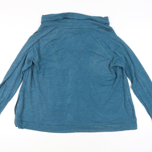 Lucky Lotus Women’s Blue XL Jersey Button-Up Long Sleeve Top