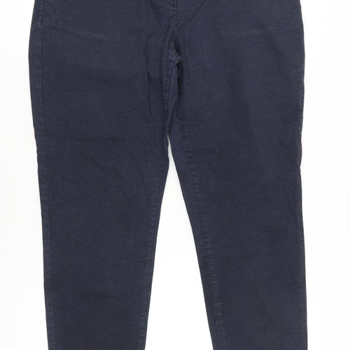Monsoon Womens Blue Cotton Blend Chino Trousers Size 16 Regular Fit