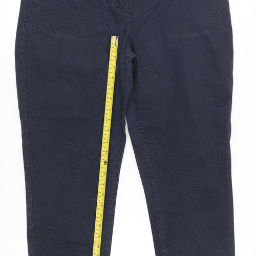 Monsoon Womens Blue Cotton Blend Chino Trousers Size 16 Regular Fit