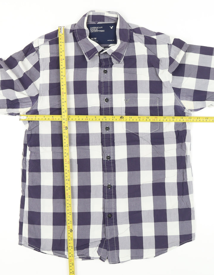 American Eagle Outfitters Men's Blue Check Long Sleeve Shirt M
