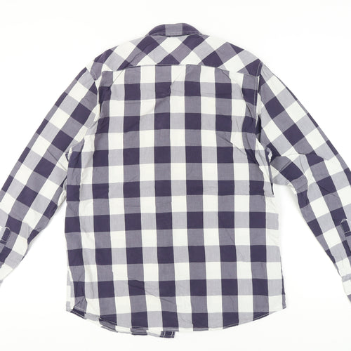American Eagle Outfitters Men's Blue Check Long Sleeve Shirt M