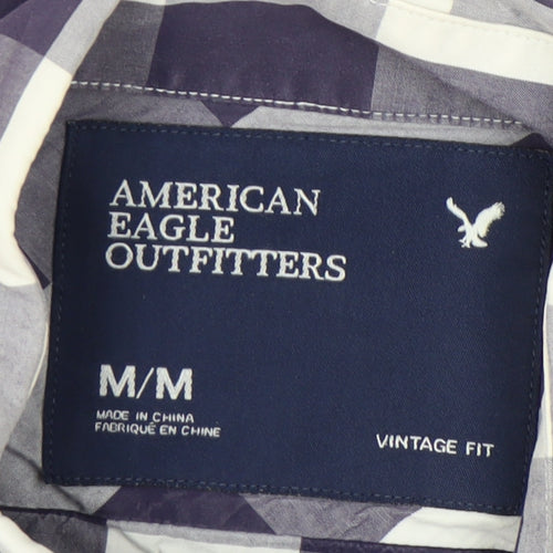 American Eagle Outfitters Men's Blue Check Long Sleeve Shirt M
