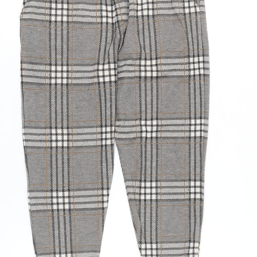 Zara Women Grey Tartan Plaid Slim Tapered Trousers Size M