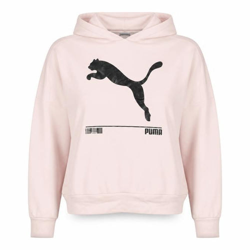 Puma Women Pink Pullover Hoodie Small Logo Graphic Sportswear