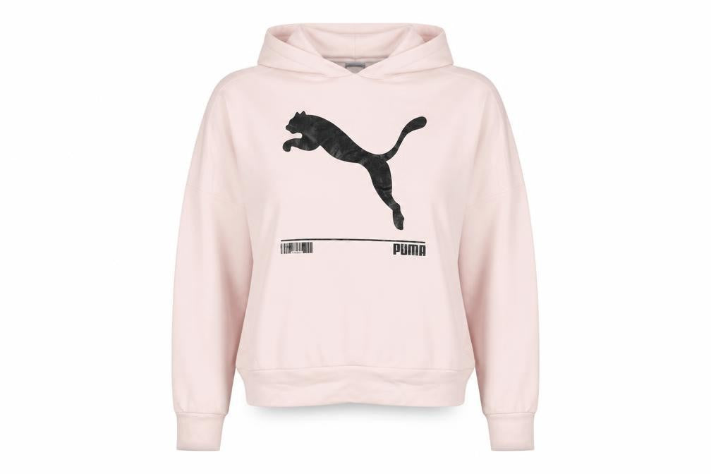 Puma Women Pink Pullover Hoodie Small Logo Graphic Sportswear