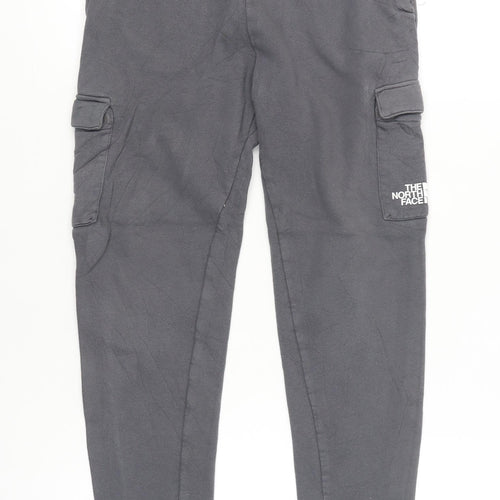 The North Face Boys Grey Cargo Jogger Trousers L Youth Cotton Blend