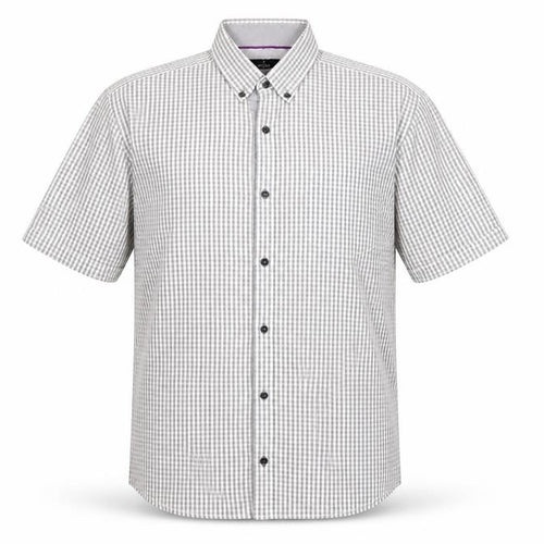 Jeff Banks Men’s Grey Check Short Sleeve Button-Up Shirt S 38in