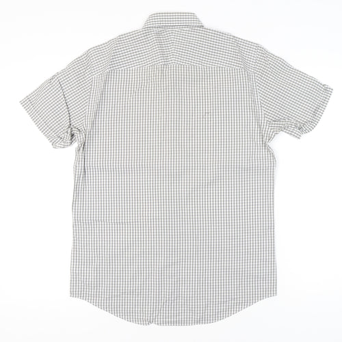Jeff Banks Men’s Grey Check Short Sleeve Button-Up Shirt S 38in