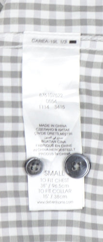 Jeff Banks Men’s Grey Check Short Sleeve Button-Up Shirt S 38in