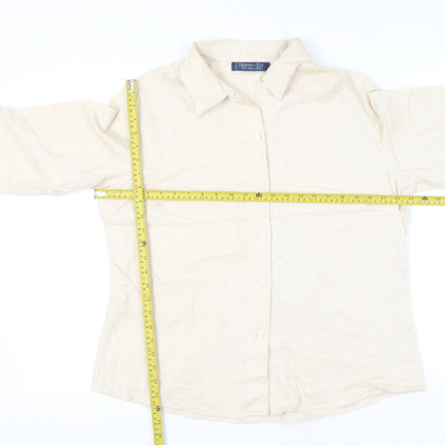 Hilditch & Key Womens Beige Button-Up Long Sleeve Cotton Shirt UK 18