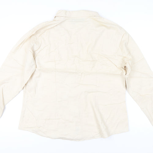 Hilditch & Key Womens Beige Button-Up Long Sleeve Cotton Shirt UK 18