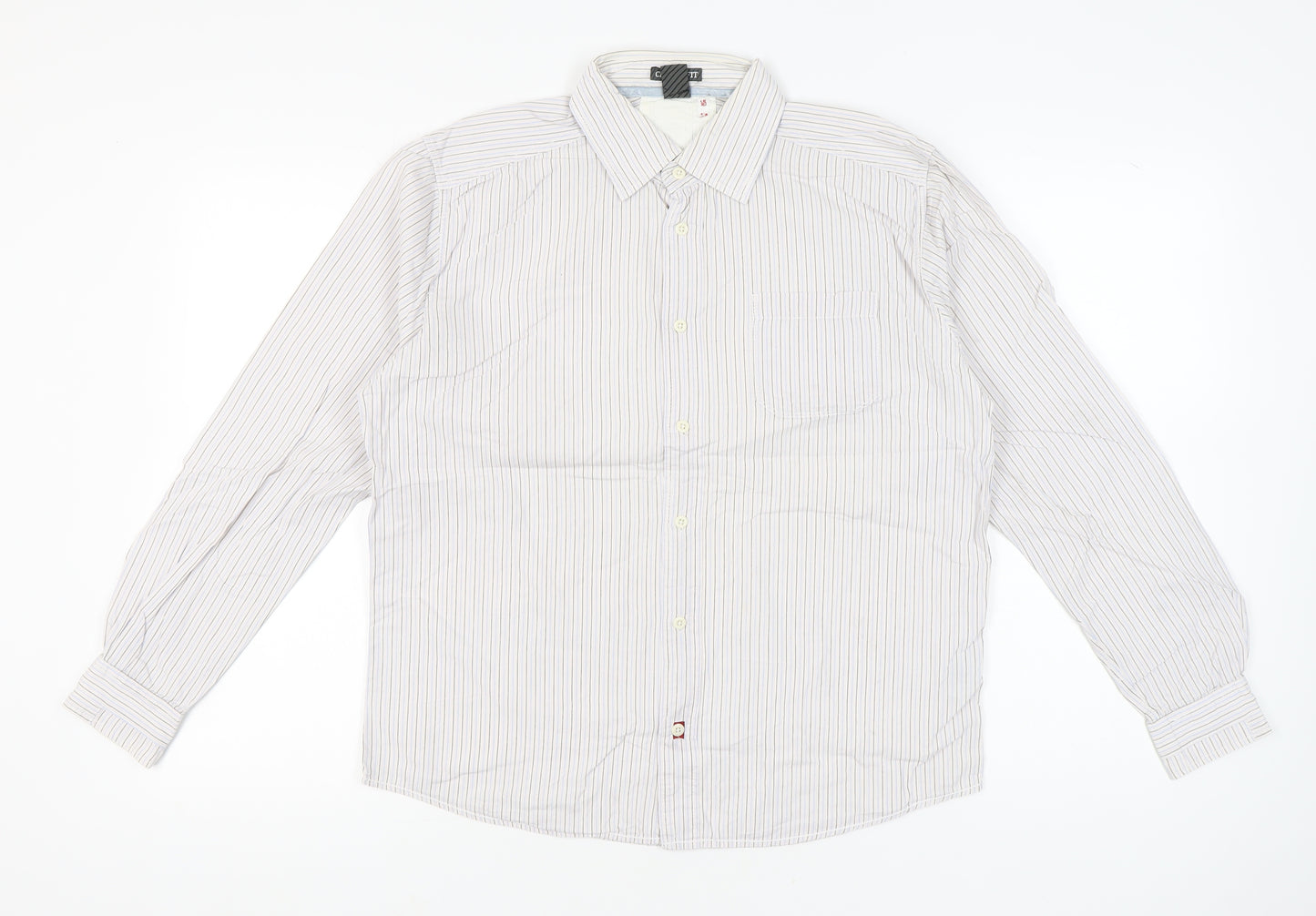 White Stuff Men's White Striped Cotton Long Sleeve Shirt Size S