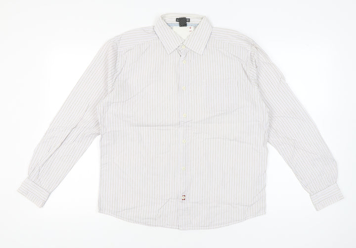 White Stuff Men's White Striped Cotton Long Sleeve Shirt Size S