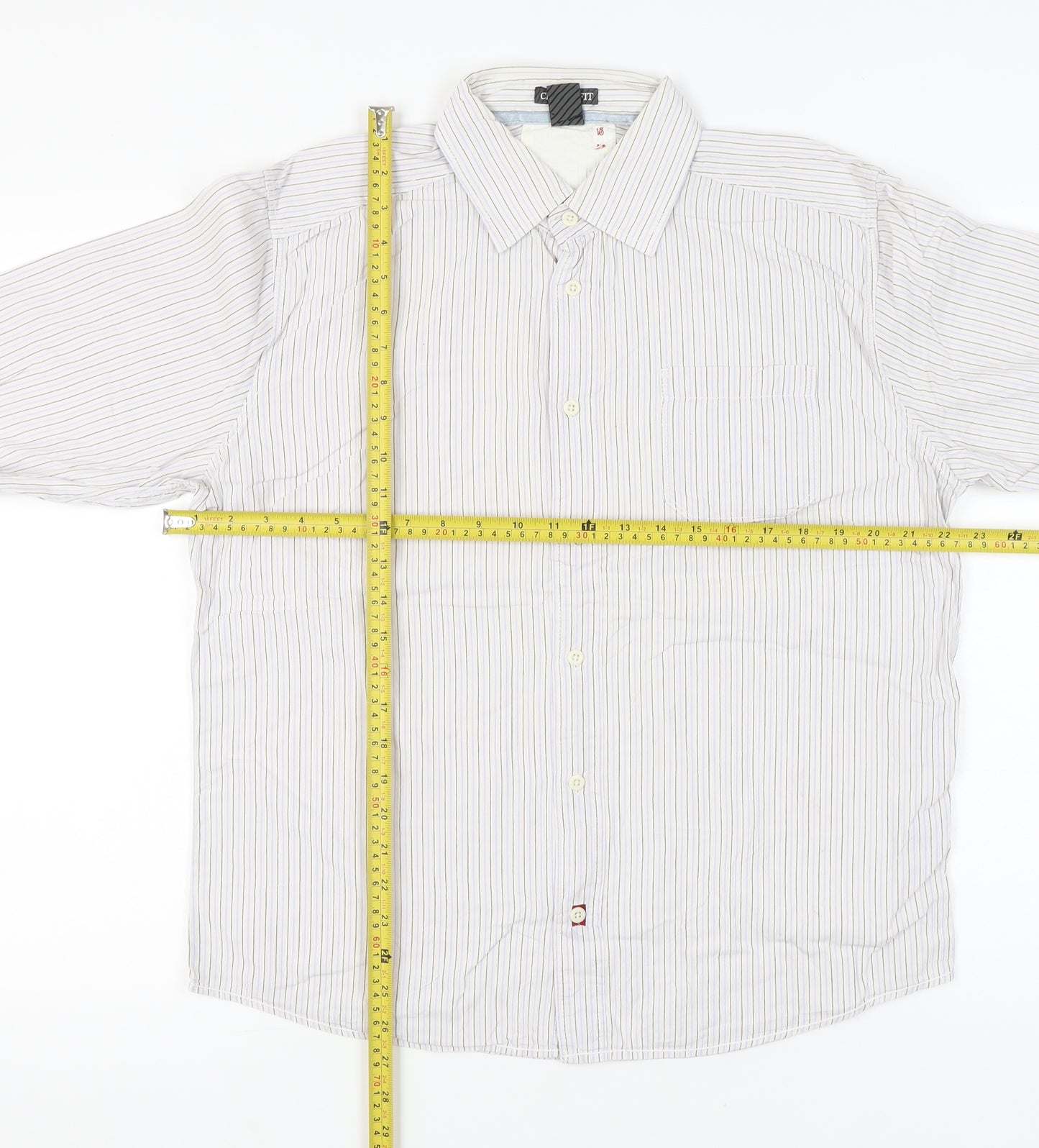 White Stuff Men's White Striped Cotton Long Sleeve Shirt Size S