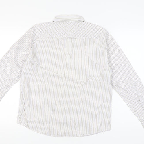 White Stuff Men's White Striped Cotton Long Sleeve Shirt Size S